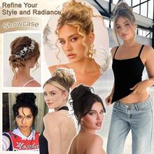 Messy Bun Hair Piece Hair Bun Wavy Curly Scrunchies Chignon Ponytail Hair Extensions Fake Hair Bun Extensions Synthetic Tousled Updo Hairpieces For Women(Strawberry Blonde),StrawberryBlonde - 草莓金髮女郎 - 查看 6