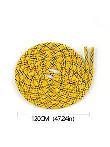 1 Pair Multi-Color Braided Round Shoelaces, Suitable For Sneakers, Casual Shoes, And Skate Shoes - Orange - View 3