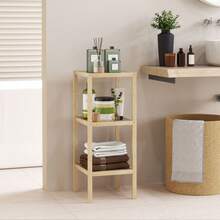 HOMCOM Bathroom Shelf, 3-Tier Bathroom Shelf, Freestanding Bamboo Shelf With Foot Pad, For Bathroom, Living Room, Kitchen, 33 X 31 X 78 Cm, Natural Wood