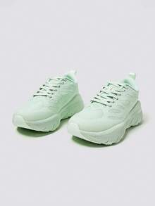 MASKERT Zapatillas de mujer, con suela gruesa, con cordones, zapatos para correr, de estilo minimalista, con superficie de malla, ligeros, con suela blanda, cómodos, con absorción de impactos