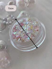 1 Box Mermaid Nail Art Decorations, Autumn Pink & White Shimmery Bubble Sequins, Sparkling Eye Makeup Accessories, Delicate Nail Art Supplies, Nail Sequins, DIY Glitter, Nail Salon Decorations