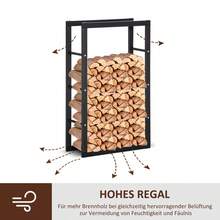 HOMCOM Wood Stove Support, Log Rack, Log Holder, 1 Kg Log Capacity, Black Steel, L60 X W25 X H100 (On Site) - 1 - View 7
