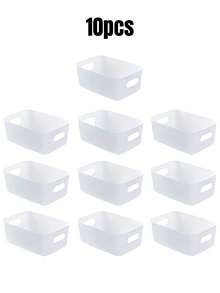 10个装浴室收纳篮，带提手收纳篮，适用于家庭、厨房、浴室、办公室、卧室，可作文具收纳、梳妆台化妆品收纳、塑料学习篮、厨房收纳篮，1/5/10个装