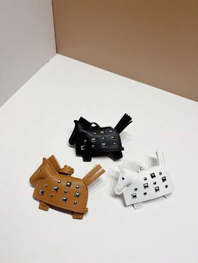 1pc Solid Color PU Fashionable Elegant Elegant Minimalist Cute Animal Rivet Horse Shaped Backpack, Shoulder Bag, Crossbody Bag, Tote Bag, Underarm Bag, Cosmetic Bag, Other Storage Bag, Pendant, Car Charm, Keychain, Waist Hanging Decoration, Luggage Tag, Suitable For Couples, Best Friends, Students, Men, Women, Office, Commuting, Daily, Dating, Holiday, Outdoor, Travel, Business Trip, Suitable As Gift For Girlfriend, Mother, Birthday