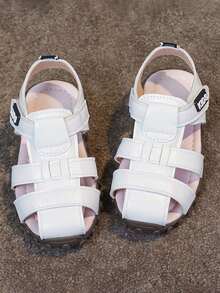 1 Pair Unisex Flat Toe Ring Sandals, Non-Slip Durable Baby/Toddler Beach Shoes, Suitable For Summer - Beige - View 4