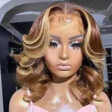 13x6 Inch French Lace Front Wig, 13x4 High Definition Brazilian Hair Wavy Closure Wig, Honey Blonde Ombre Wavy Lace Front Wig, Pre-Trimmed Brazilian Hair Blend With Baby Hair, Ombre Gradient, Loose Wavy Style, Ideal For Beginners - SP4/27 - View 6