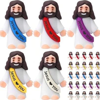 Mini Jesus Figurine, Original Design "Jesus Loves You" Hide And Seek Rubber Toy, Christmas Religious Party Favor, Sunday School Baptism Gift, Versatile Micro Jesus Doll, Easter Egg Filler For Treasure Hunt, Religious Gift Tiny Doll