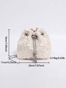 Dedoo Túi xách nữ kiểu dáng xô, dây đeo xích, họa tiết chần bông, mẫu mới năm 2024. - trắng - Xem 9