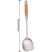 Skimmer Ladle 15.4inches Spatula For Wok 304 Stainless Steel Wok Spatula Wooden Handle - Walnut-spatula - View 3