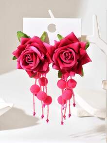 1 对优雅花卉吊坠耳环，适合女士佩戴，用途广泛，适合度假佩戴 - 多色 - 查看 9