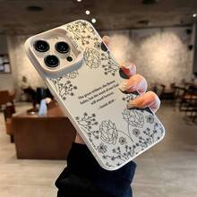 Phone Case: Floral Aesthetic Isaiah Bible Study Christian Fashion Phone Case For IPhone 16, 11, 15, 14, 13, 12 Pro Max Plus, Black And Silvery Shockproof Phone Case, Suitable As A Christian Gift For Women,Suitable For IPhone17 Air - 透銀 - 查看 7