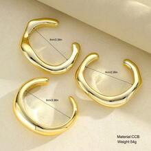 3pcs/Set High-End Asymmetrical Twisted Open CCB Bracelet, Suitable For Women, Daily Wear Or Gift - Gold - View 2