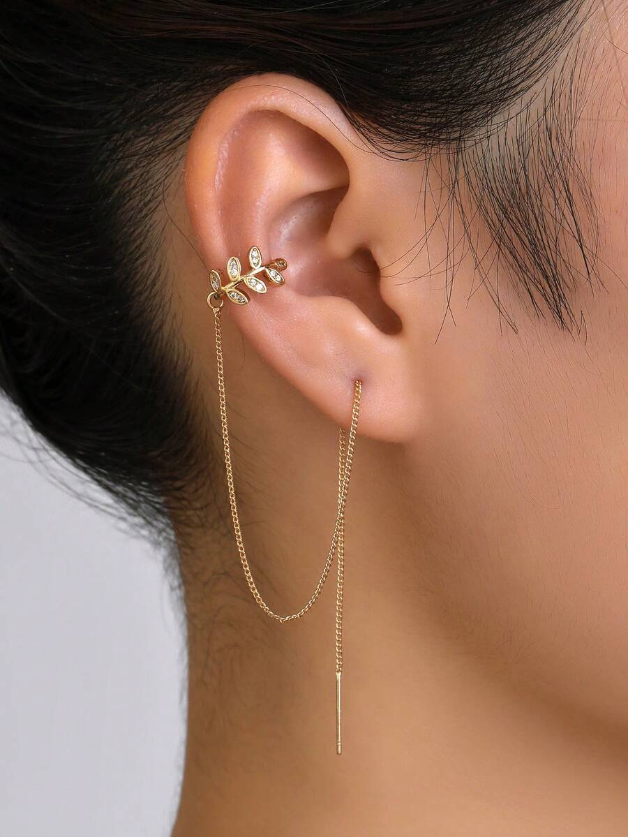 Nooxian 1 Đôi bông tai xỏ lỗ tua rua hình lá