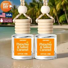 Osmore Caramel Kiss, Extra-Rich Caramel And Creamy Vanilla Car Air Freshener, Strong Sweet Scent For Instant Mood Boost, Warm Dessert-Inspired Hanging Diffuser, Long-Lasting Fragrance For Car, Car Accessories For Women, Car Decor, Valentine's Day Gift - Pistachio & Salted Caramel - 查看 9