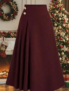 Women's Commuter Vibe A-Line Skirt, Draping Design Slimming Effect, Suitable For Spring And Autumn