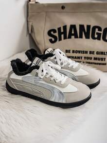 Shoes 男士时尚复古休闲厚底运动鞋，保暖内里，适合跑步 - 灰色 - 查看 2