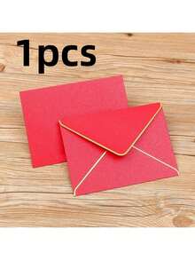 50 Stücke/Packung Rosarote Umschläge + Aufkleber, Rosarotes Perlkartenpapier, Größe A7, Einladungsumschläge mit Goldfolienrändern, geeignet für Hochzeit, Taufe, Weihnachten, Halloween Geschenke, Geburtstagsparty - Rot - Übersicht 10