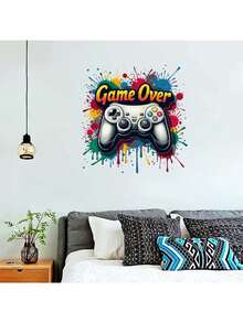 1 PC Ink Painting Game Console Decorative Sticker PVC Sticker Removable Self-Adhesive Easy-Tear Sticker Home Decor To Brighten Your Life Holiday Decoration Stickers Birthday Graduation Gift - Multicolor - View 1