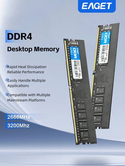 Desktop DDR4 RAM 16GB/8GB, High-Performance 3000MHz/2666MHz Optional, Desktop Memory UDIMM 288-Pin, Compatible With Intel And AMD Ryzen Memory Upgrade (Does Not Support XMP)