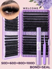 1BOX/2BOXES 640PCS/1280PCS Lash Cluster Set, Individual Cluster Lashes, D/DD Curl 0.35-0.63inch Effect DIY False Lashes, 50D+60D+80D+100D/50D+80D+100D+120DD Mixed Density, Natural Fluffy & Thick, 0.07mm Mink-Like Hair, Includes Eyelash Glue, Tweezers & Brush, For Christmas, Halloween, Party, Daily Wear, Essential Beauty Tools, Beauty & Health, Festive Glam Beauty, Eye Lash Clusters, Individual Eyelashes, Lashes, Fake Lashes - 黑色 - 查看 13