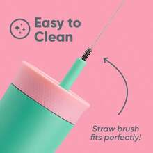 HAWT  Insulation Stainless Steel Tumbler With Spill Resistant Flexible Straw Easy To Clean Water Bottle Great For Travel Dishwasher  12 Oz Pink And Teal Real Cool Fish - PinkTeal - 查看 4