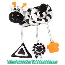 Juguete de espiral de alto contraste blanco y negro para cochecito y asiento de coche para bebés - Juguete de peluche para desarrollo sensorial y actividades en la cuna - Suave y educativo