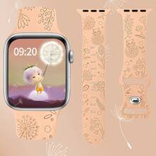 Omen's And Men's I Fashion Dandelion And Cat Laser Carved Monochrome Silicone Watch Bring A 38mm 40mm 41mm 45mm 44mm 42mm 49mm Belt, Soft And Comfortable Breathable Wristband Replacement Strap, With Ultra Series 9/SE/8/7/6/5/4/3/2/1 Bracelet Accessories - Smoke Purple - View 14