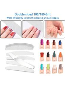 50片装可重复使用自粘式指甲锉，100/180/240目替换砂纸指甲锉，适用于家庭和美甲沙龙使用，1个不锈钢半圆形可替换指甲锉垫，美甲工具，指甲护理用品，可拆卸直砂纸，带钢柄的指甲锉替换片，1/5/10/20/40/50片装指甲锉，美甲护理工具 - 淺灰色 - 查看 3