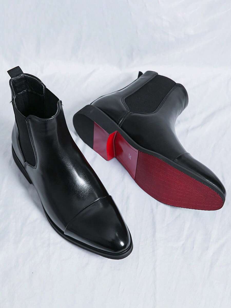 Men's Chelsea Boots With Red Soles, Slip-On Pointed Toe Formal Shoes, Ankle Boots, European & American Style Business Boots, Formal Leather Boots, High-Top Loafers, Red High Boots, Black/Brown Retro Motorcycle Boots, Men's Simple Fashion Brand Shoes, High-Top Casual Shoes, Suitable For Hiking And Driving Retro Cowboy Boots, Suede Office Daily Shoes, Breathable Lightweight Non-Slip All-Season Plus Size Men's Shoes 38-47, Motorcycle Boots, Formal Office Ankle Boots