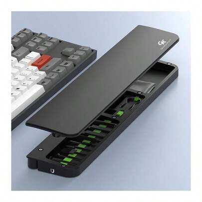 Almohadilla de descanso para muñeca de teclado GK GAMAKAY 1417" con juego de herramientas de limpieza, reposabrazos de ABS y cuero para teclado mecánico 85%, almohadilla antideslizante para la palma para una escritura y juego cómodos (Negro-85%)