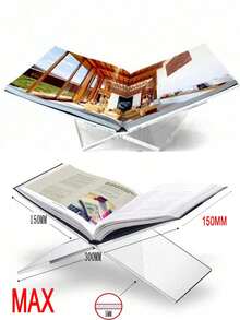 1pc X-Shaped Transparent Acrylic Book Stand, Reading Shelf, Music Album Display Rack, Black & White Book Holder, Home Decor, Suitable For Library, Cookbook, Music Album And Various Books Reading And Display, Countertop Decor For Kitchen - 透明色 - 查看 19