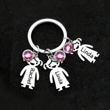 LICVIC 1 Móc khóa đá quý theo tháng sinh cá nhân hóa kèm tên, Móc khóa thép không gỉ cá nhân hóa cho nam nữ kèm mặt dây chuyền, Quà tặng móc khóa gia đình tùy chỉnh cho mẹ, Móc khóa tên tùy chỉnh, Quà sinh nhật, Giáng sinh, Halloween, Ngày của Mẹ, Ngày của Cha, Quà tặng cho các cặp đôi, cha mẹ, bạn thân, Móc khóa du lịch - Bạc - Xem 15