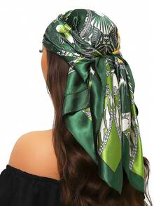 1pc Fashion Square Scarf With Print, 35.4inch New Silk Scarf Luxury Shawl 90*90cm, Versatile Neck Wrap For Men, Suitable For All Seasons - Multicolor - View 2