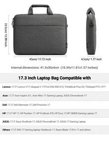 TECOOL 适用于14-17.3英寸华硕、惠普及其他品牌笔记本电脑的加厚肩带笔记本电脑包，防水防震，深灰色。 - 深灰色 - 查看 10