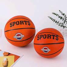 1 Piece Basketball, Rubber Material, 3 Balls, Standard Size Bright Color Fashion Basketball Fitness Products, Daily Game Training Balls, Gift For Grandchildren Multi-Purpose Products - Burnt Orange - View 5