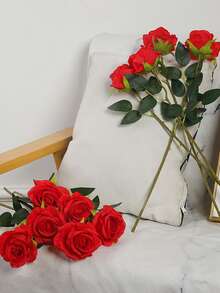 12pcs Romantic Roses Artificial Flowers-Declaration Of Love Rose Flowers With Long Stems Silk Flowers For Valentine's Day,Bridal Wedding Bouquet Centerpices Decorations Party Home&Living Decor - Multicolor - View 10