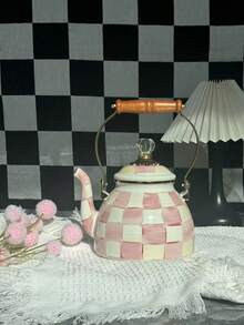 This Minimalist Striped Teapot With A Wooden Handle And Diamond-Shaped Lid Is Perfect For Use Indoors During Winter, Whether Near A Fireplace, Fireplace, Or Gas Stove. It's Also An Essential Item For Winter Camping, Suitable For Family Gatherings And Holidays, And Makes A Wonderful Gift For Friends And Family. - Multicolor - View 3