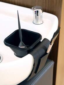 1 Set Black Silicone Suction Cup Salon Shampoo Bowl, Large Capacity Dye Mixing Bowl Set - Black - View 6