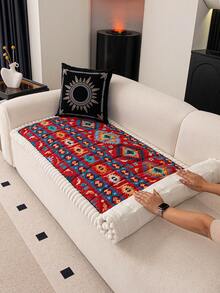 1件装绗缝绒面沙发套，纯色北欧风沙发垫，加厚3D立体蓬松沙发套，冬季保暖防滑防刮沙发保护套，适用于客厅、卧室、书房，适合带扶手和靠背的1/2/3/4座沙发 - 紅色 - 查看 6