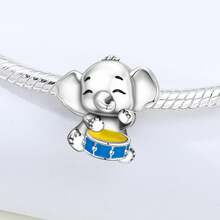 1 Pc Silver Plated Charm Animal Concert Panda Guitar Pendant & Elephant Drumming Bead & Hamster Bead For Original Bracelet Necklace DIY Jewelry Making Fit Women Birthday Gift