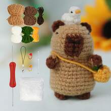 Capybara Crochet Kit, Cute Animal Crochet Kit Set, Christmas Gift, Crochet Kit For Beginners, Crochet Kit For Craft Lovers, Crochet Kit For Adults, DIY Crochet Kit Capybara And Tortoise, Hand Knitted Animal Creation Set (Tool Accessories With Random Colors)