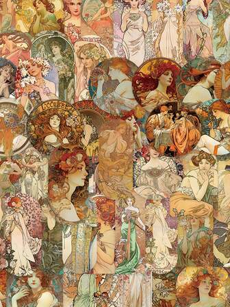 GUTBD 60-delade Alphonse Mucha konstklistermärken, vintage jugenddekaler, vattentäta PVC för bagage, laptop, gitarr, skateboard, rumsdekor, ålder 14+, engångsbruk