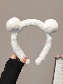 Bộ 3 chiếc/1 chiếc Băng đô tai gấu bông hoạt hình màu đen/trắng/nâu cà phê, chất lượng cao, rộng 18cm/7.08in, kiểu dáng đơn giản, thanh lịch, dễ thương như công chúa, phù hợp cho phụ nữ sử dụng hàng ngày, trang điểm, đi làm, du lịch, đi học, dự tiệc, nghỉ lễ, làm quà tặng, phụ kiện tóc, băng đô cài tóc. - Nhiều màu - Xem 6