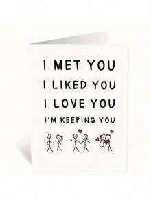 1/2 Pcs "I Like You, Love You, Keep You" Anniversary & Celebration Of Love Greeting Card - White - View 6