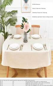 Faux Linen Oval Tablecloth Farmhouse Waterproof Neutral Table Cloth Washable Table Cover For Indoor Outdoor Home Kitchen Dinning Room Banquet 60 X 84 Inch - MàuH - Xem 7