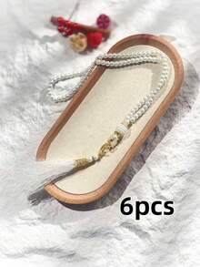 1串/6串伊斯兰祈祷念珠，99颗玻璃仿珍珠线珠，用于穆斯林礼拜和阿拉伯赞美手链 - 彩色 - 查看 4