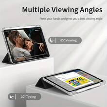 1pc With Pen Slot Premium Soft Silicone & Acrylic Material Protective Cover, New Year Themed | Suitable For 10.9 / 10.2 / 9.7,  Air 2 / 4th Generation / 5th Generation,  Pro 11-Inch (2022) / 10th Generation | Tablet PC Case With Pen Slot, Foldable Lightweight Stand Hybrid Design | Learning & Home Office Accessories, Streamlined Style, High-Quality Materials, Sturdy Structure | Perfect For Digital Artists, Christmas Accessories, School Students (Online Classes/Note-Taking), Office Workers (Remote Meetings/Business Presentations), Content Creators (Editing/Vlogging/Live Streaming) & Daily Use | Fashion-Forward Digital Accessory For Girls, Women & Teens - 黑色 - 查看 9