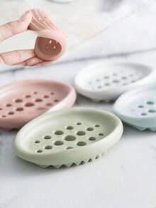 1pc Silicone Soap Dish - Stylish Oval Self-Draining Soap Holder With Multifunctional Storage Rack - Perfect For Bathroom Countertops, Sinks, And Countertops, Ideal For Keeping Soap Bars Within Reach, Space-Saving Bathroom Accessories