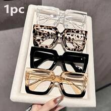 1pc New European And American Style Women's Large Frame Glasses, Fashion Leopard Print Colorblock Glasses, Photography & Video Props Glasses, Holiday Costume Glasses, Cycling & Running Glasses - Multicolor - View 2