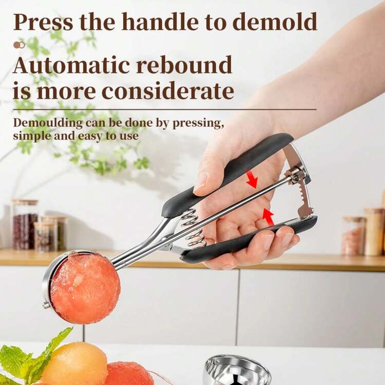 Cuchara de helado de acero inoxidable, cuchara para galletas, cuchara de helado multipropósito, cuchara para frutas, bola de melón, herramientas de cocina para hornear masa - 70 mm - Añade 6